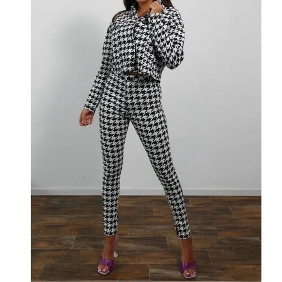 Missguided Jeans Missguided Dogtooth Crop Jacket Co Ord New
